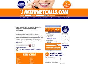 How internetcalls.com looks like on a tablet such as an iPad.