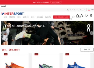How intersport.com.kw looks like on a tablet such as an iPad.