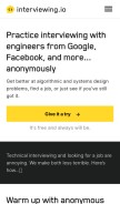 How interviewing.io looks like on a mobile device such as an iPhone.