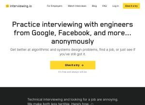 How interviewing.io looks like on a tablet such as an iPad.