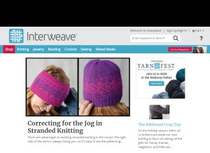 How interweave.com looks like on a tablet such as an iPad.