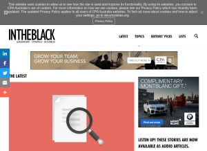 How intheblack.com looks like on a tablet such as an iPad.