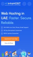 How intohost.ae looks like on a mobile device such as an iPhone.