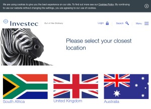 How investec.com looks like on a tablet such as an iPad.