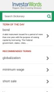 How investorwords.com looks like on a mobile device such as an iPhone.