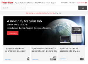 How invitrogen.com looks like on a tablet such as an iPad.