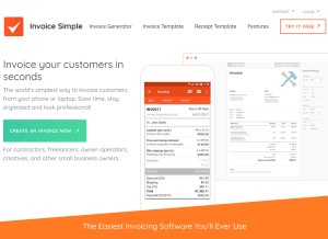 How invoicesimple.com looks like on a tablet such as an iPad.