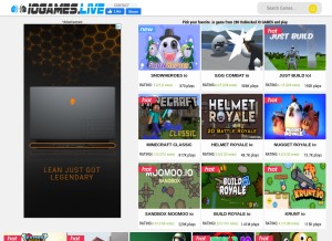 How iogames.live looks like on a tablet such as an iPad.