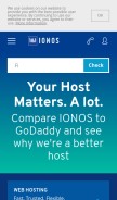 How ionos.com looks like on a mobile device such as an iPhone.