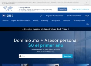 How ionos.mx looks like on a tablet such as an iPad.