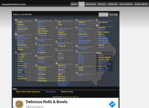 How iowaassessors.com looks like on a tablet such as an iPad.