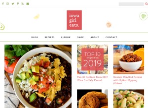 How iowagirleats.com looks like on a tablet such as an iPad.