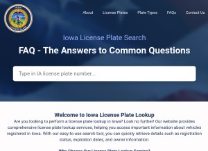 How iowalicenseplate.com looks like on a tablet such as an iPad.