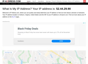 How ip-adress.com looks like on a tablet such as an iPad.