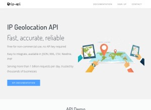 How ip-api.com looks like on a tablet such as an iPad.