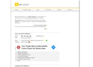 How ip-lookup.net looks like on a tablet such as an iPad.
