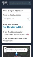 How ipaddress.com looks like on a mobile device such as an iPhone.