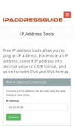 How ipaddressguide.com looks like on a mobile device such as an iPhone.