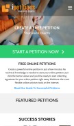 How ipetitions.com looks like on a mobile device such as an iPhone.