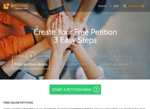 How ipetitions.com looks like on a tablet such as an iPad.