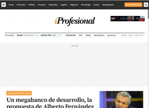 How iprofesional.com looks like on a tablet such as an iPad.