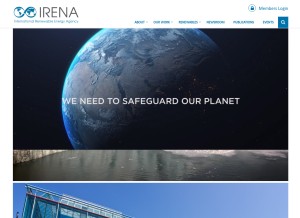 How irena.org looks like on a tablet such as an iPad.
