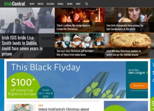 How irishcentral.com looks like on a tablet such as an iPad.