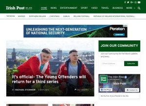 How irishpost.com looks like on a tablet such as an iPad.