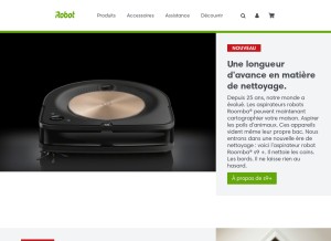 How irobot.com looks like on a tablet such as an iPad.