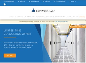 How ironmountain.com looks like on a tablet such as an iPad.