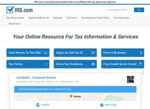 How irs.com looks like on a tablet such as an iPad.
