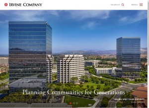 How irvinecompany.com looks like on a tablet such as an iPad.