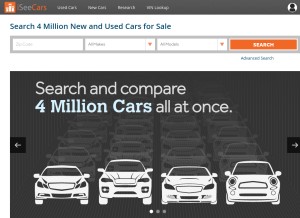 How iseecars.com looks like on a tablet such as an iPad.