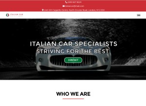 How italiancarsspecialist.com looks like on a tablet such as an iPad.