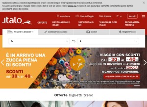 How italotreno.it looks like on a tablet such as an iPad.