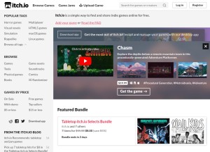 How itch.io looks like on a tablet such as an iPad.