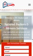 How itcpackersmovers.in looks like on a mobile device such as an iPhone.