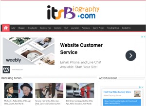 How itsbiography.com looks like on a tablet such as an iPad.