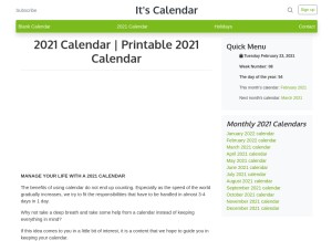 How itscalendar.com looks like on a tablet such as an iPad.