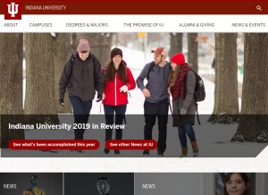 How iu.edu looks like on a tablet such as an iPad.