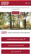 How iup.edu looks like on a mobile device such as an iPhone.