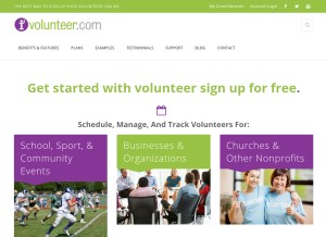 How ivolunteer.com looks like on a tablet such as an iPad.