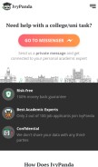 How ivypanda.com looks like on a mobile device such as an iPhone.