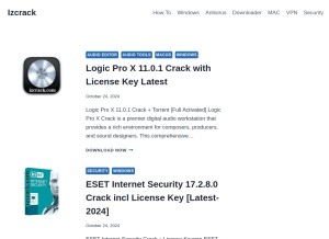 How izcrack.com looks like on a tablet such as an iPad.