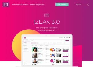 How izea.com looks like on a tablet such as an iPad.