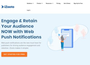 How izooto.com looks like on a tablet such as an iPad.