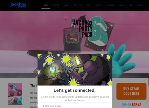 How jackboxgames.com looks like on a tablet such as an iPad.
