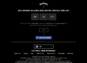 How jackdaniels.com looks like on a tablet such as an iPad.