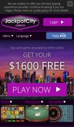 How jackpotcitycasino.com looks like on a mobile device such as an iPhone.