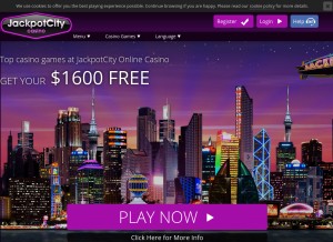 How jackpotcitycasino.com looks like on a tablet such as an iPad.